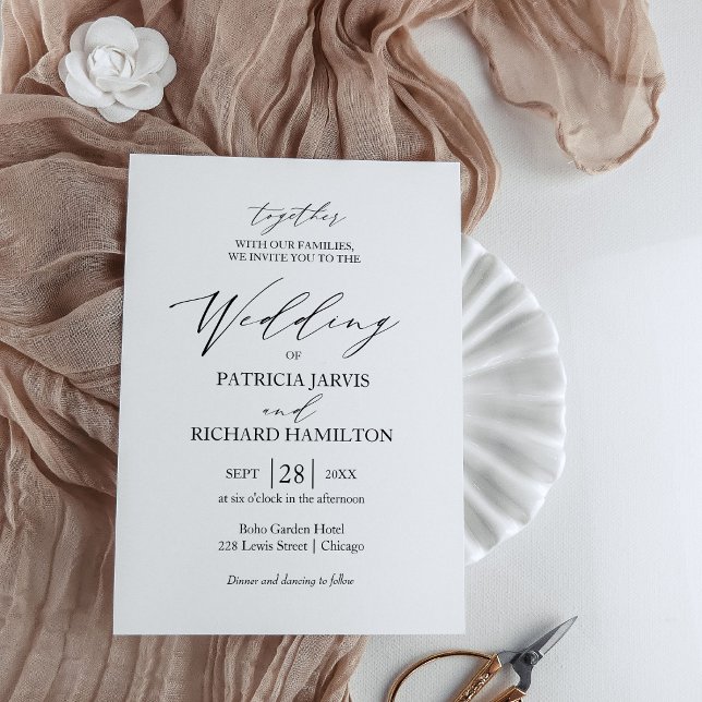 Convites Casamento Minimalista Preto e Branco Elegante (Criador carregado)