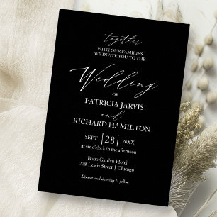 Convites Casamento Minimalista Preto e Branco Elegante