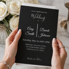 Convites Casamento minimalista preto e branco moderno