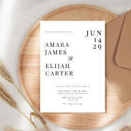Convites Casamento Minimalista Preto e Branco Moderno