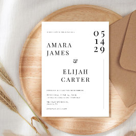 Convites Casamento Minimalista Preto e Branco Moderno