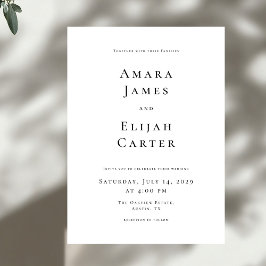 Convites Casamento Minimalista Preto e Branco Moderno