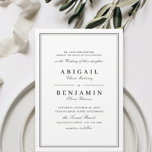 Convites Casamento minimalista preto e branco nas fronteira