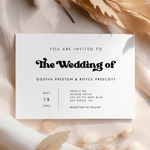 Convites Casamento Minimalista preto e branco retrô elegant