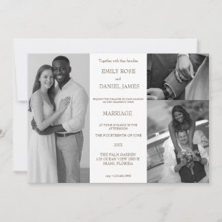 Convites Casamento minimalista retrô com colagem de fotos