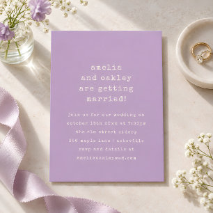 Convites Casamento Minimalista Retro Lavanda Máquina de Esc