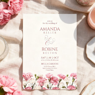 Convites Casamento Minimalista Romântico com Flores Rosa