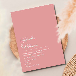Convites Casamento Minimalista Rosa Empoeirado Mauve