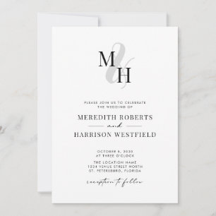 Convites Casamento Minimalista RSVP de Código QR do Monogra