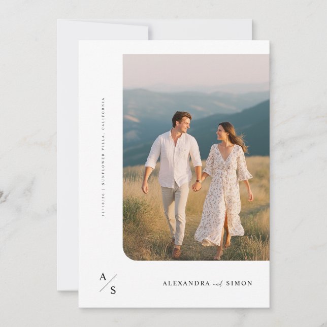 Convites Casamento Minimalista Rustic Boho (Frente)
