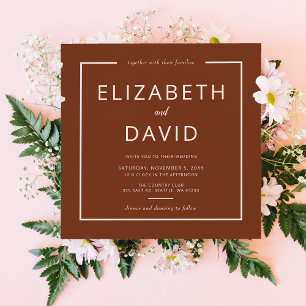 Convites Casamento Minimalista Rustic Warm Terracotta