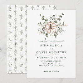 Convites Casamento Minimalista Rústico com Abóbora e Folhas