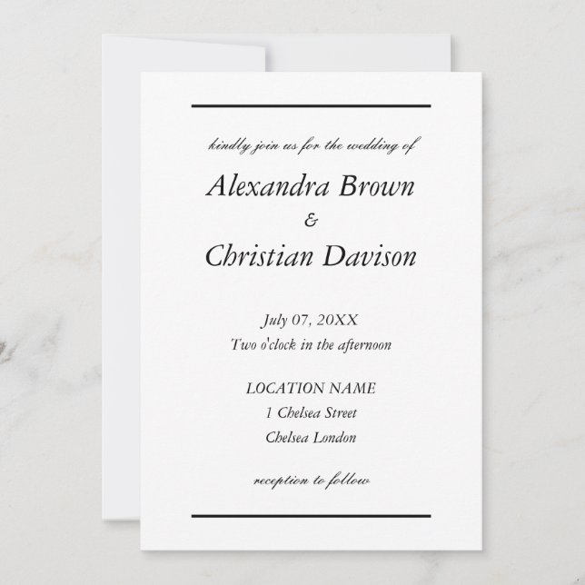 Convites Casamento Minimalista Simples (Frente)