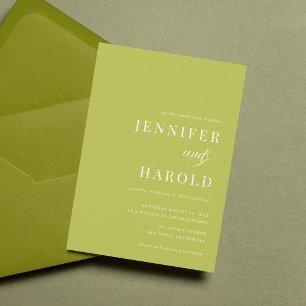 Convites Casamento Minimalista Simples de Citrino Verde Tud