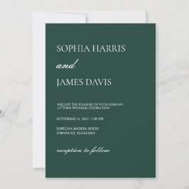 Convites Casamento Minimalista Simples Emerald Verde
