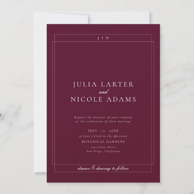 Convites Casamento Minimalista Simples Marrom Marfim Clássi (Frente)