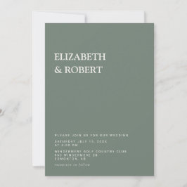 Convites Casamento minimalista simples moderno em verde sál
