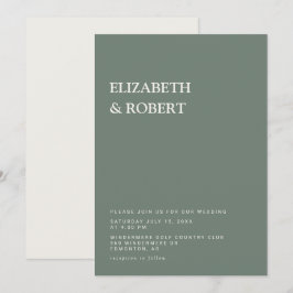 Convites Casamento minimalista simples moderno em verde sál