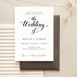 Convites Casamento Minimalista Simples Preto e Escrito Bran<br><div class="desc">Prepare-se para dar o tom para o seu grande dia com a nossa modelo de "Simples Convocação de Casamento Minimalista de Escrito Branco e Preto". Esse design capta perfeitamente a essência da sofisticação moderna,  com suas linhas limpas,  fontes clássicas de serifa e paleta nítida de cores preto e branco.</div>