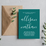 Convites Casamento Minimalista Teal 1 Verdadeira Simplicida<br><div class="desc">Este simples e maravilhoso convite de casamento é perfeito para o minimalista de todos nós! Por favor,  entre em contato comigo se você quiser ajuda para personalizar a parte de texto deste convite para casamento.</div>