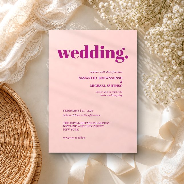 Convites Casamento Minimalista Tom Terra Rosa Roxo Moderno (Criador carregado)
