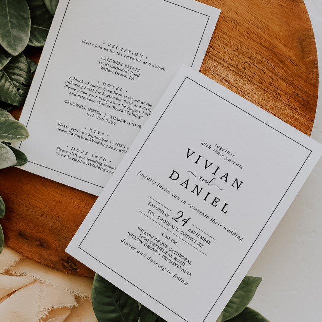 Convites Casamento Minimalista Tudo Em Um (Minimalist All In One Wedding Invitation)
