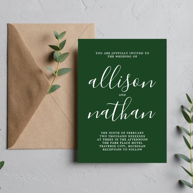 Convites Casamento Minimalista Verdadeiro 1 Evergreen (Criador carregado)