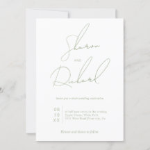 Casamento minimalista verde da caligrafia