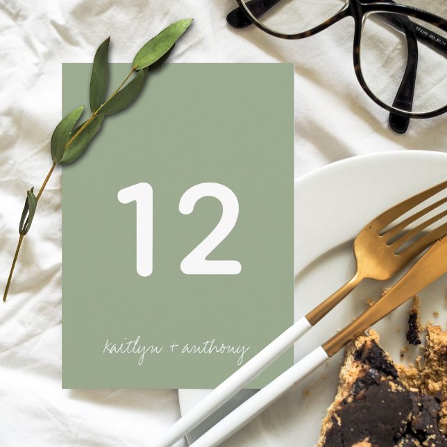 Convites Casamento Minimalista Verde do Script Moderno (Criador carregado)