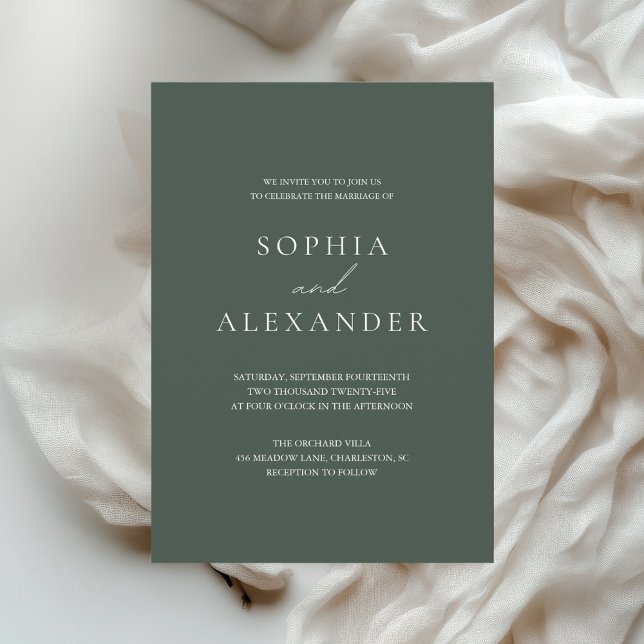 Convites Casamento Minimalista Verde Floresta (Criador carregado)