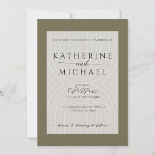 Convites Casamento minimalista verde-oliva