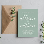 Convites Casamento Minimalista Verde Sage 1 Simplicity<br><div class="desc">Este simples e maravilhoso convite de casamento é perfeito para o minimalista de todos nós! Por favor,  entre em contato comigo se você quiser ajuda para personalizar a parte de texto deste convite para casamento.</div>