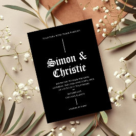 Convites Casamento Minimalista Vintage Preto e Branco Retrô