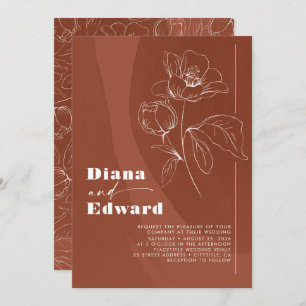 Convites Casamento Minimalista White e Terracotta Boho