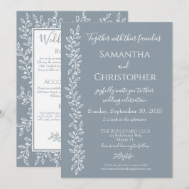 Convites Casamento Mínimo Botânico Dusty Blue Modern Boho