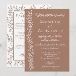 Convites Casamento Mínimo Botânico Moderno Boho Mocha Mouss