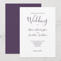 Casamento Mínimo Branca Moderno Roxo