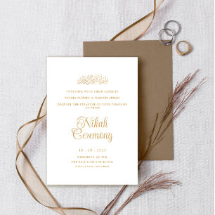 Convites Casamento Mínimo Branco Moderno da Cerimônia Nikah