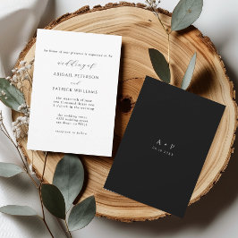 Convites Casamento Mínimo Clássico Branco e Preto