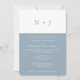 Convites Casamento Mínimo Clássico Elegante Azul da cinza