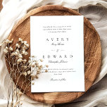 Convites Casamento Mínimo Clássico Elegante Negro Branco El<br><div class="desc">Faça uma impressão duradoura com este Casamento Mínimo Negro Branco Elegante clássico formal, com caligrafia refinada e um design preto-e-branco elegante e clássico. Perfeito para casais que apreciam elegância eterno, esse convite combina simplicidade e formalidade com um toque minimalista de tendência. Se precisar de ajuda, sinta-se à vontade para me...</div>