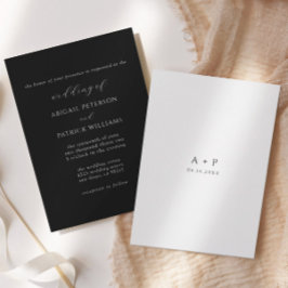 Convites Casamento Mínimo Clássico Preto e Branco