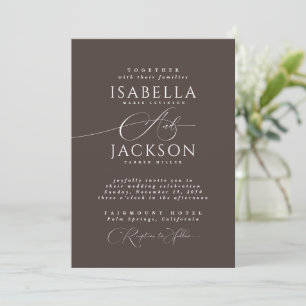 Convites Casamento Mínimo da Caligrafia Formal Mocha Brown