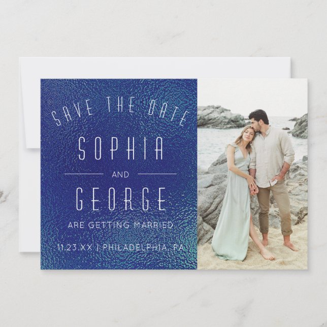 Convites Casamento Mínimo Da Folha Metálica Moderna Salva A (Frente)