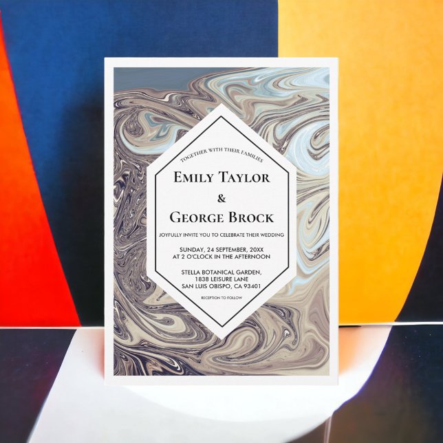 Convites Casamento mínimo de Abstrato de Arte da Terra Boêm (Criador carregado)