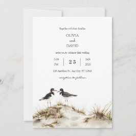 Convites Casamento Mínimo de Areia de Praia Dunes Oystercat