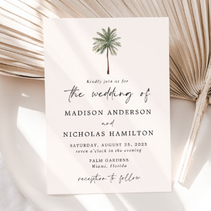 Convites Casamento Mínimo de Árvore Palm