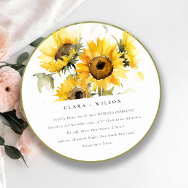 Convites Casamento Mínimo de Boho Watercolor Sunflower Rust