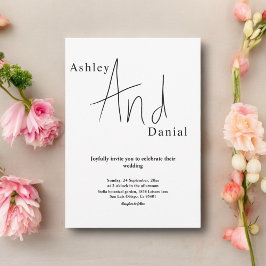 Convites Casamento Mínimo De Caligrafia Branca E Preta