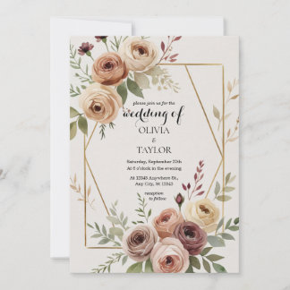 Convites Casamento Mínimo de Flores de Água Vintage